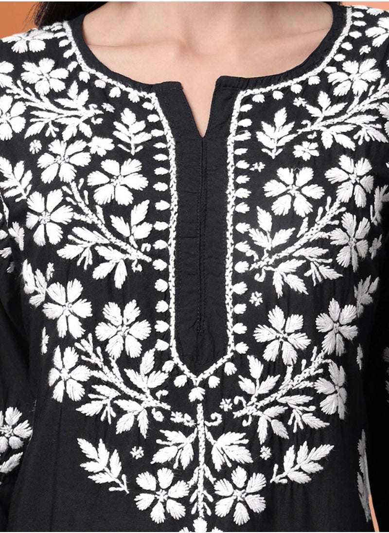 Hand Embroidered Chikankari Modal Kurta- AL4013