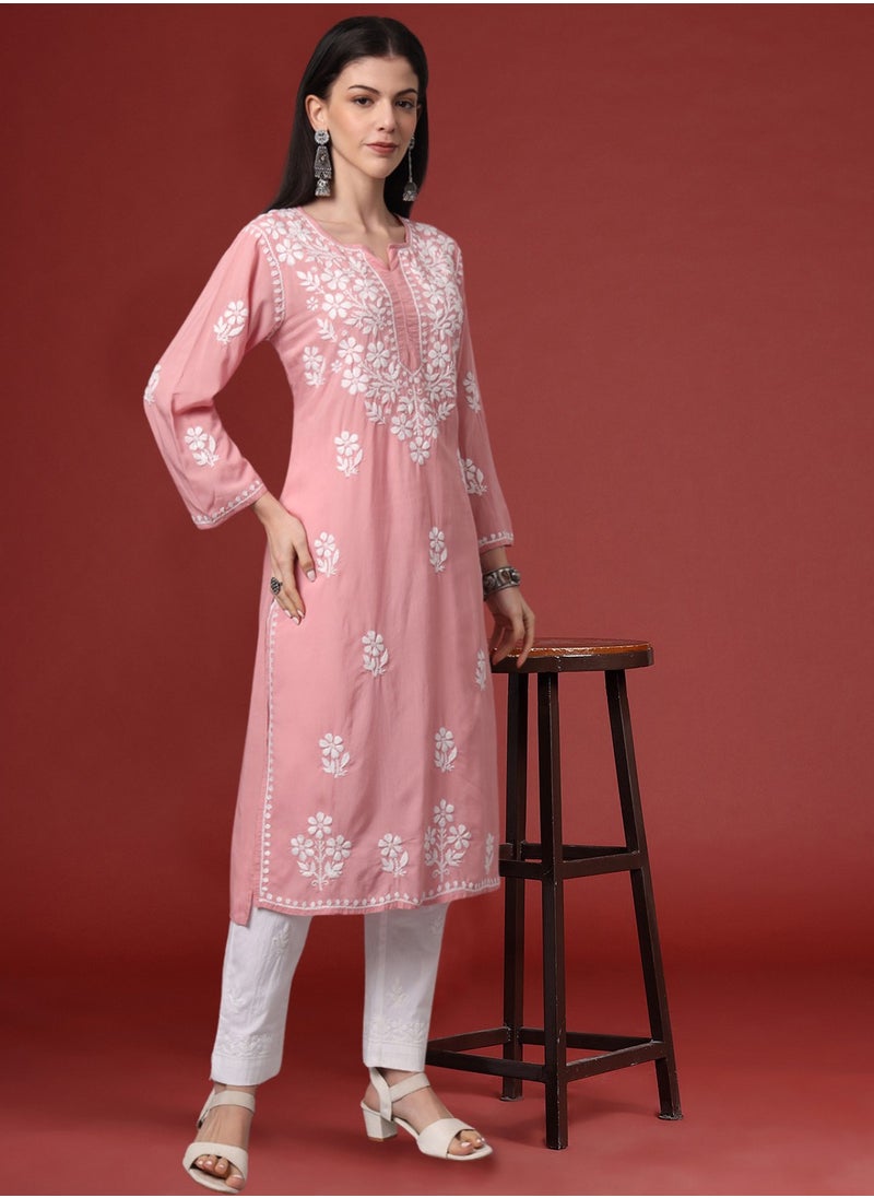 Hand Embroidered Chikankari Modal Kurta- AL4013