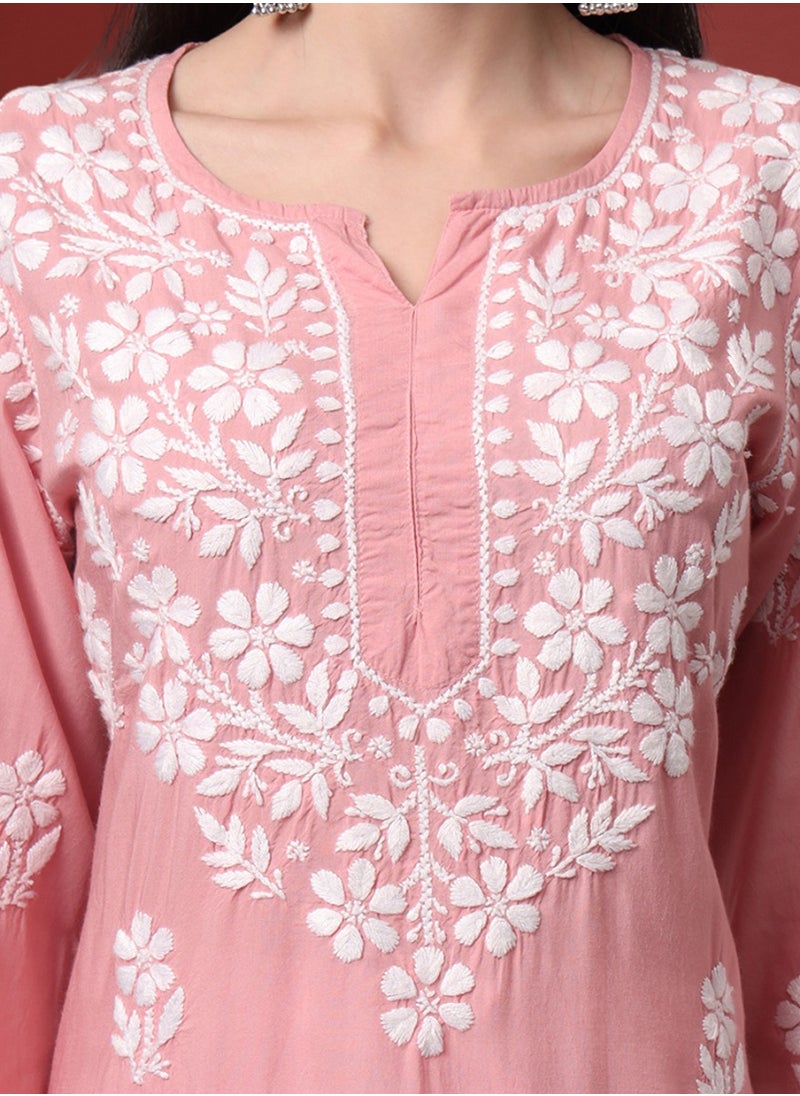 Hand Embroidered Chikankari Modal Kurta- AL4013