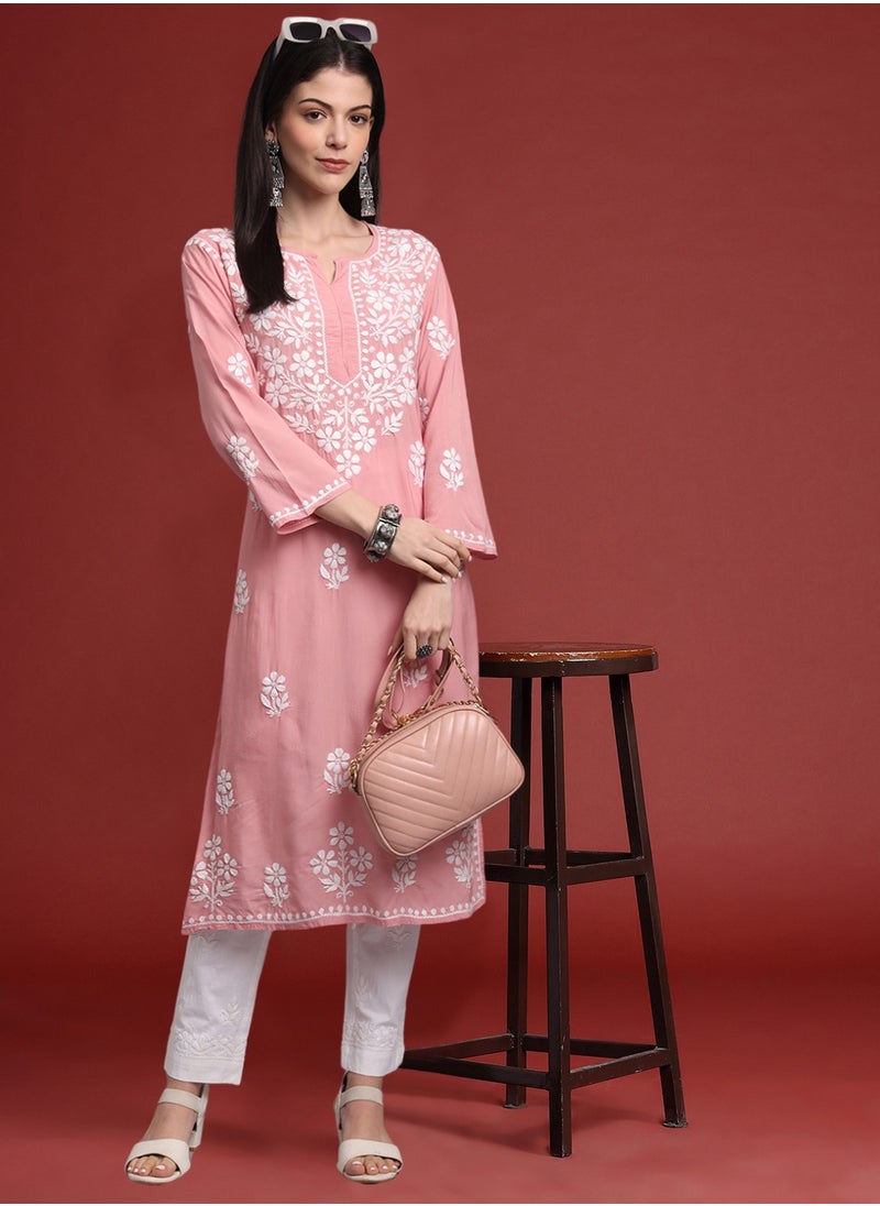 Hand Embroidered Chikankari Modal Kurta- AL4013