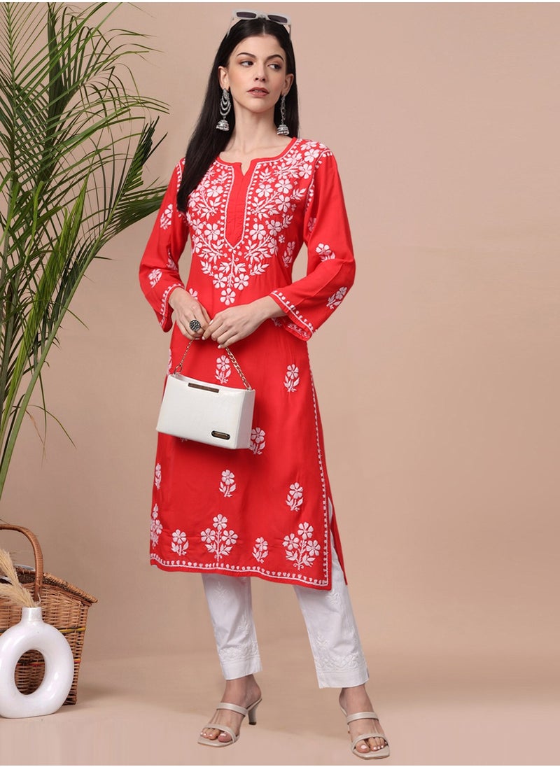 Hand Embroidered Chikankari Modal Kurta- AL4013