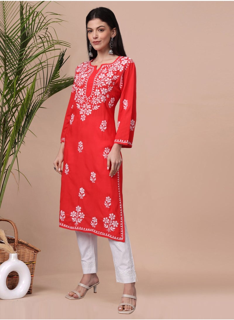 Hand Embroidered Chikankari Modal Kurta- AL4013