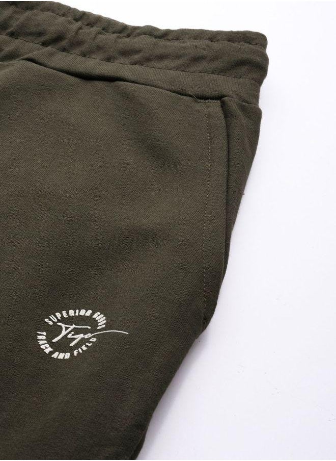 Men Slim Fit Solid Mid-Rise Stretchable Knitted Jogger Trousers