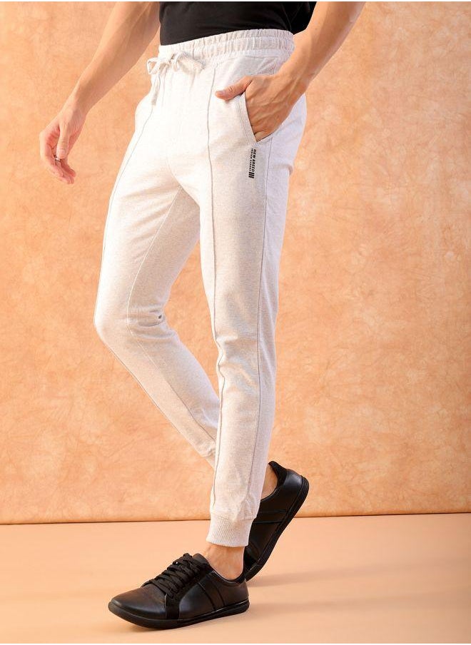 Men Slim Fit Solid Mid-Rise Stretchable Knitted Jogger Trousers