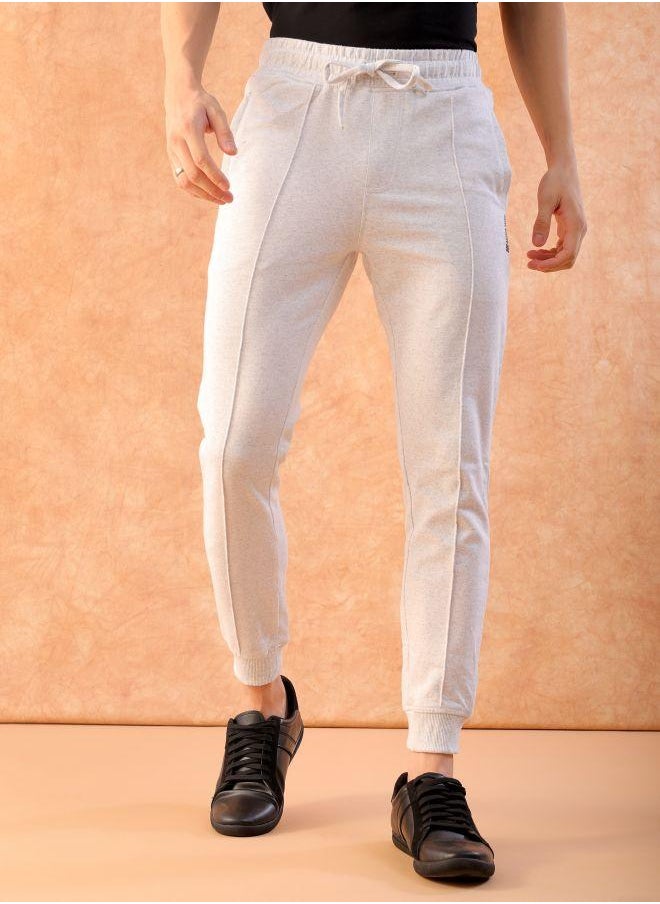 Men Slim Fit Solid Mid-Rise Stretchable Knitted Jogger Trousers