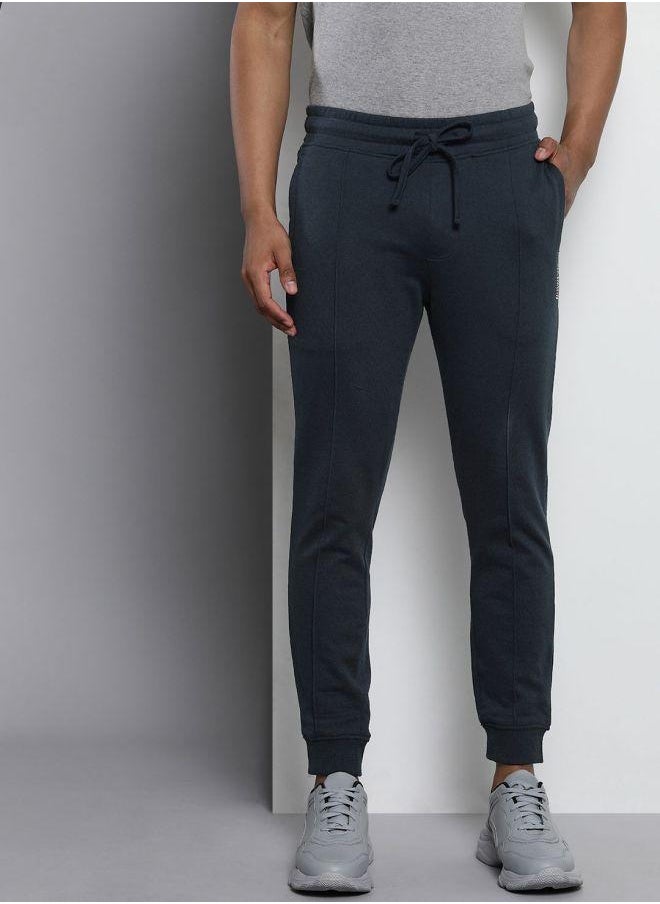 Men Slim Fit Solid Mid-Rise Stretchable Knitted Jogger Trousers