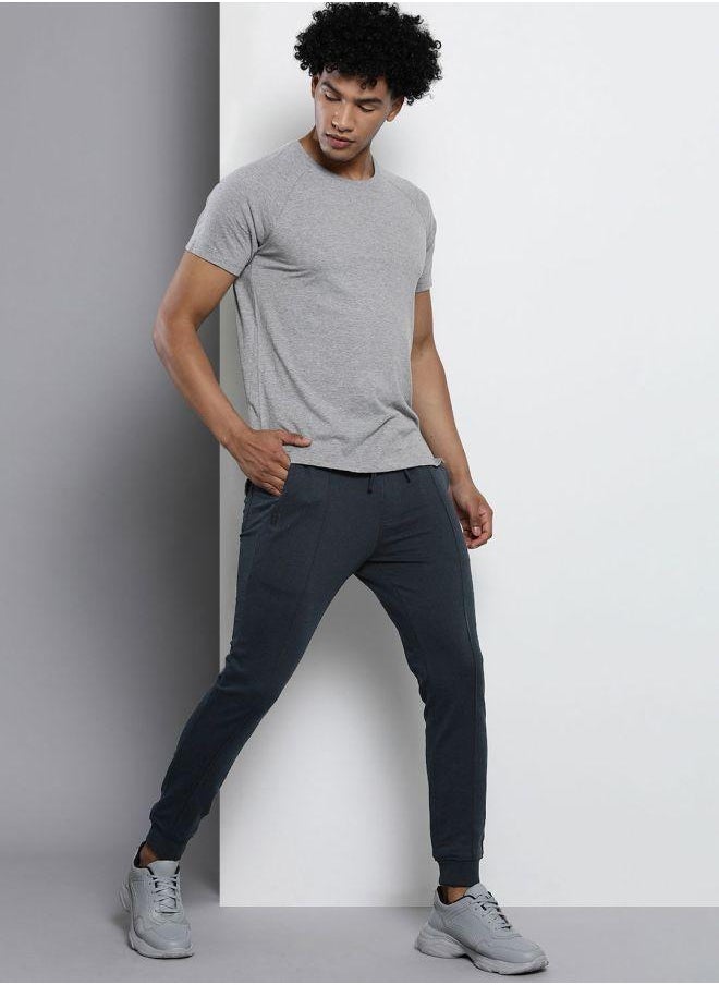 Men Slim Fit Solid Mid-Rise Stretchable Knitted Jogger Trousers