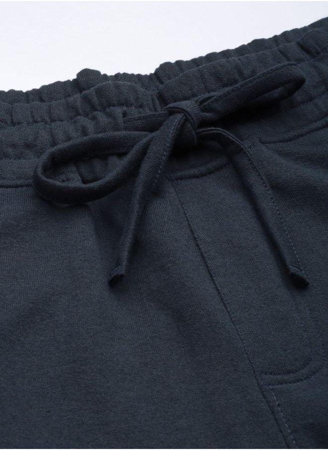 Men Slim Fit Solid Mid-Rise Stretchable Knitted Jogger Trousers