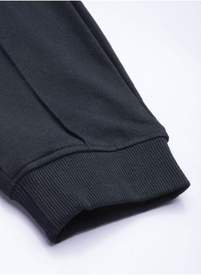 Men Slim Fit Solid Mid-Rise Stretchable Knitted Jogger Trousers