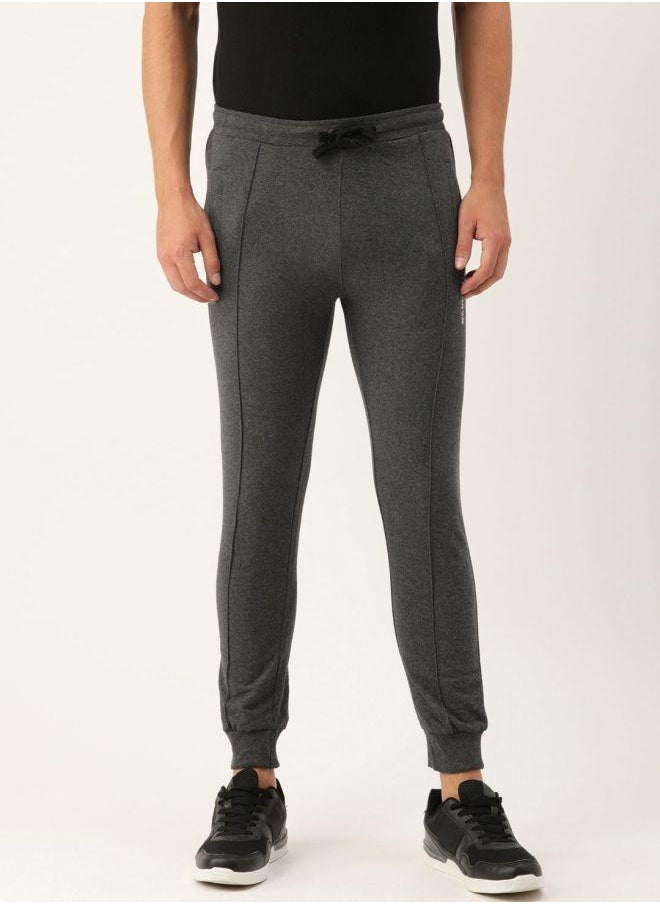 Men Slim Fit Solid Mid-Rise Stretchable Knitted Jogger Trousers