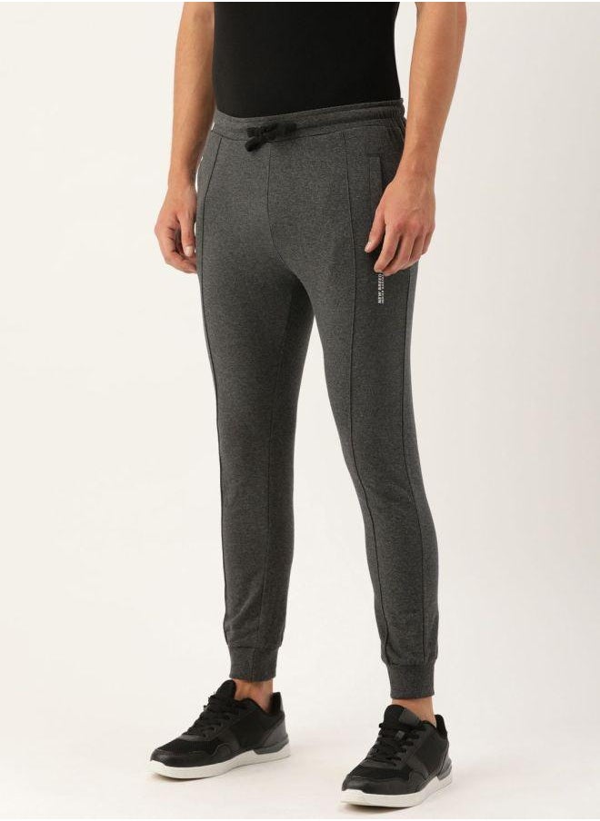 Men Slim Fit Solid Mid-Rise Stretchable Knitted Jogger Trousers