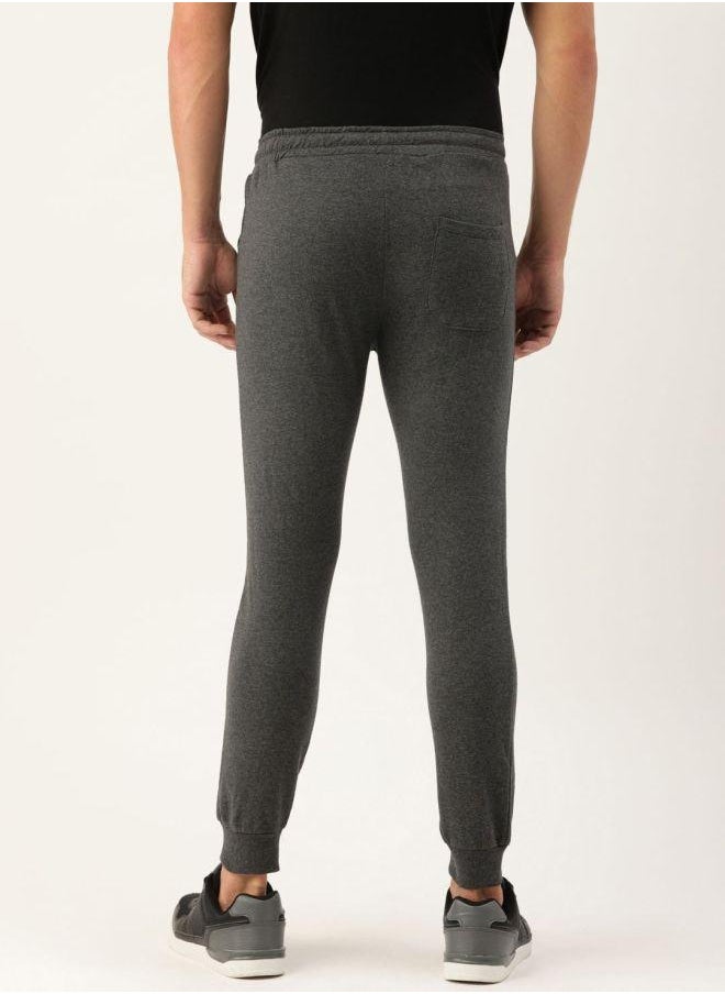 Men Slim Fit Solid Mid-Rise Stretchable Knitted Jogger Trousers