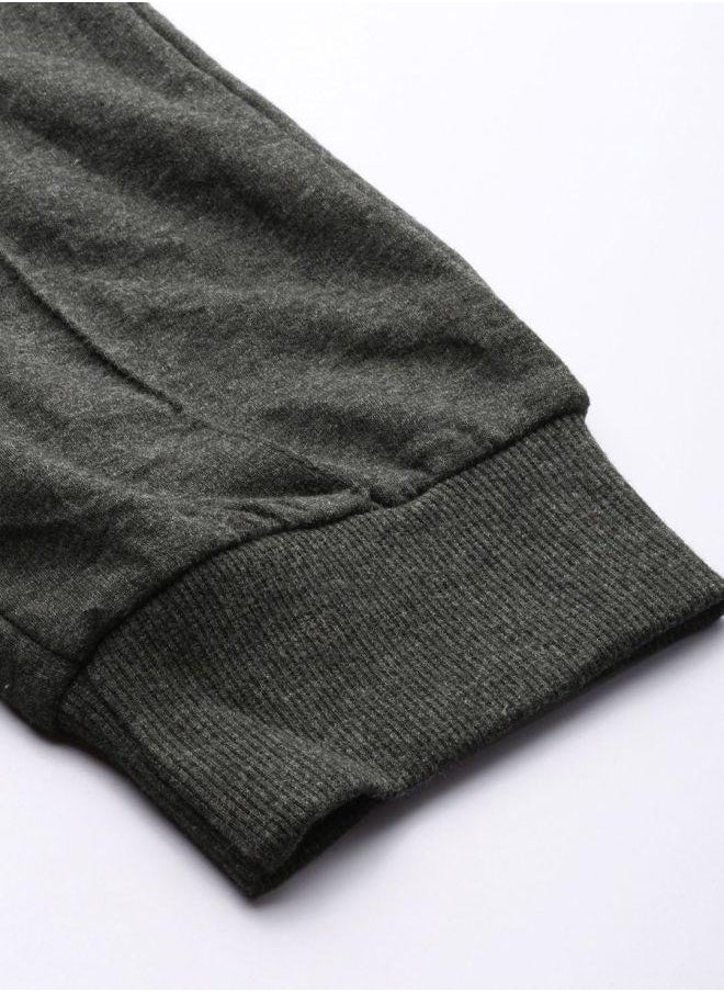 Men Slim Fit Solid Mid-Rise Stretchable Knitted Jogger Trousers
