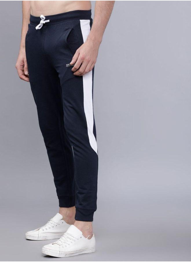Men Slim Fit Solid Mid-Rise Stretchable Knitted Jogger Trousers