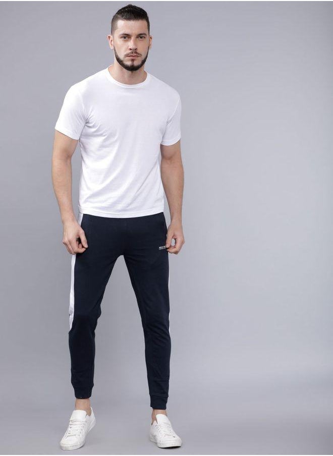 Men Slim Fit Solid Mid-Rise Stretchable Knitted Jogger Trousers
