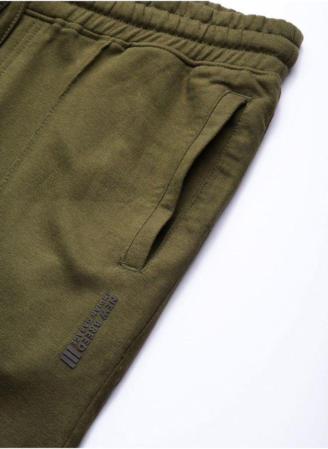 Men Slim Fit Solid Mid-Rise Stretchable Knitted Jogger Trousers