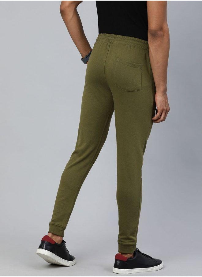 Men Slim Fit Solid Mid-Rise Stretchable Knitted Jogger Trousers