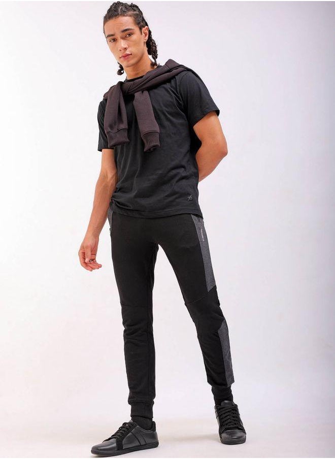 Men Slim Fit Solid Mid-Rise Stretchable Knitted Jogger Trousers
