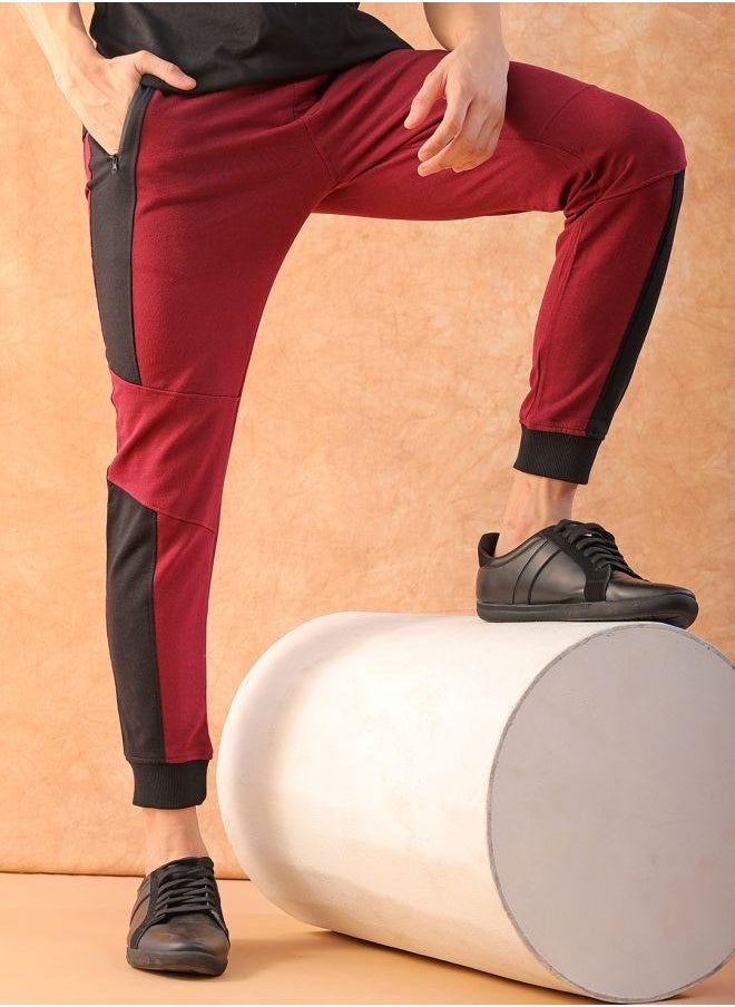 Men Slim Fit Solid Mid-Rise Stretchable Knitted Jogger Trousers