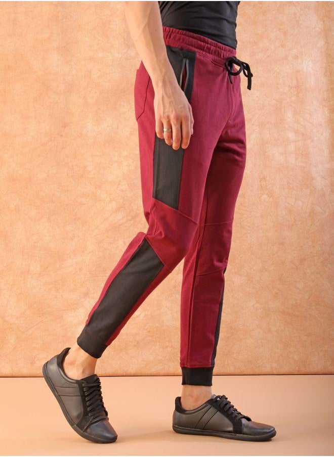 Men Slim Fit Solid Mid-Rise Stretchable Knitted Jogger Trousers