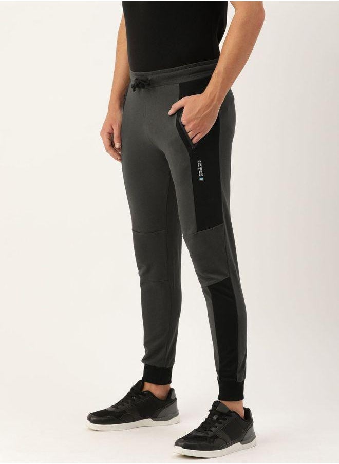 Men Slim Fit Solid Mid-Rise Stretchable Knitted Jogger Trousers