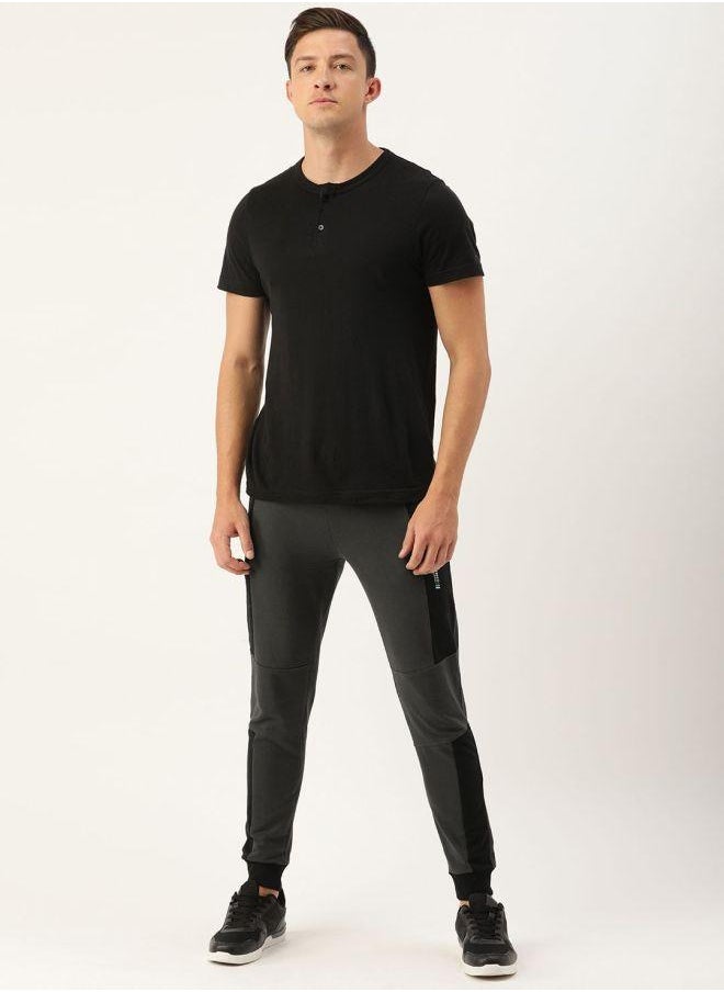 Men Slim Fit Solid Mid-Rise Stretchable Knitted Jogger Trousers