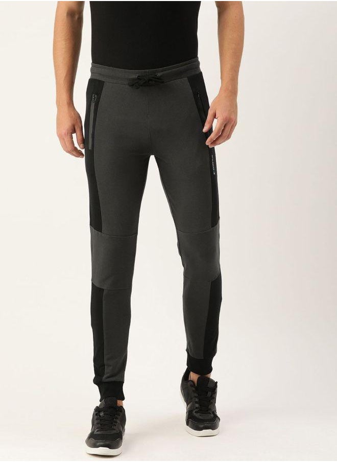 Men Slim Fit Solid Mid-Rise Stretchable Knitted Jogger Trousers