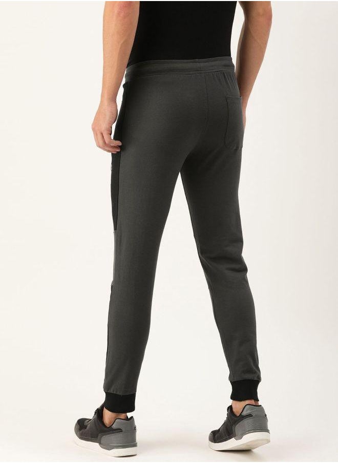 Men Slim Fit Solid Mid-Rise Stretchable Knitted Jogger Trousers