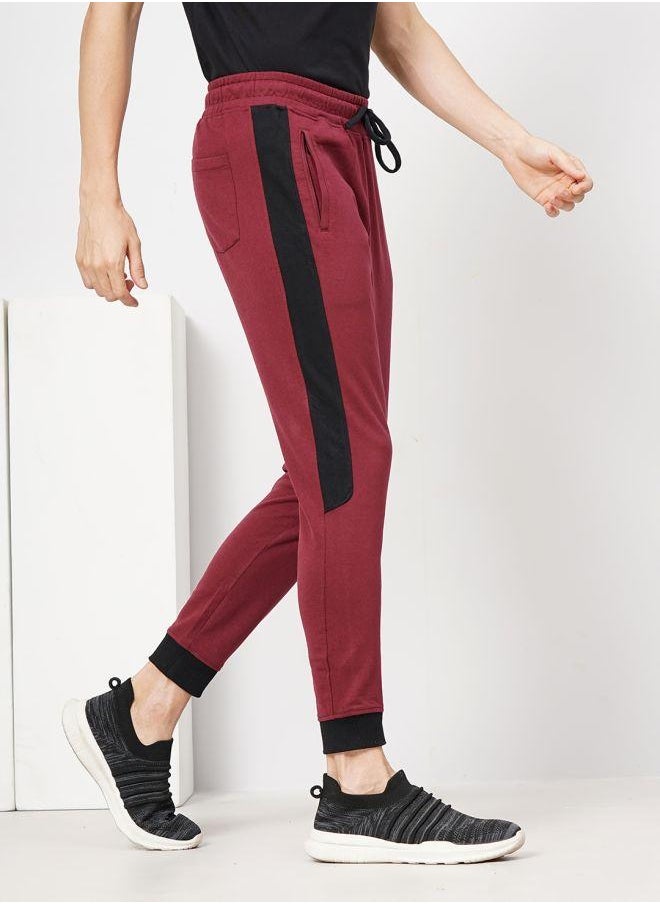 Men Slim Fit Solid Mid-Rise Stretchable Knitted Jogger Trousers