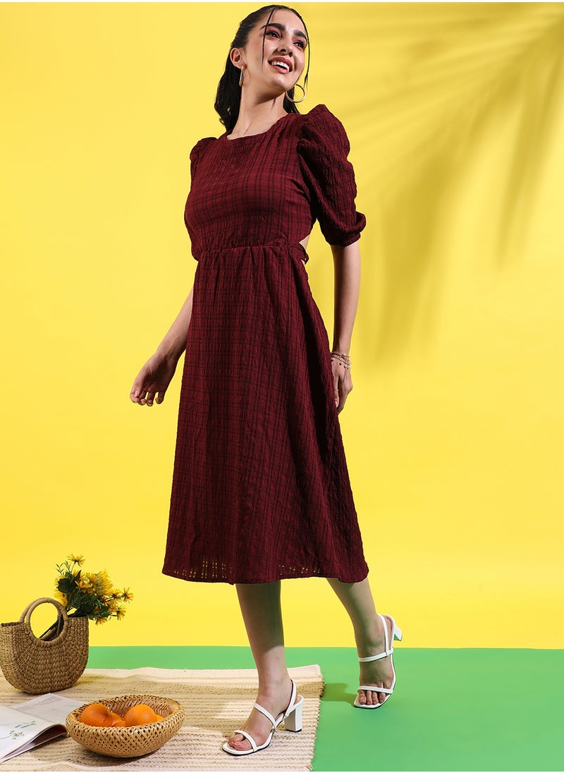 Puff Sleeve Midi Dress