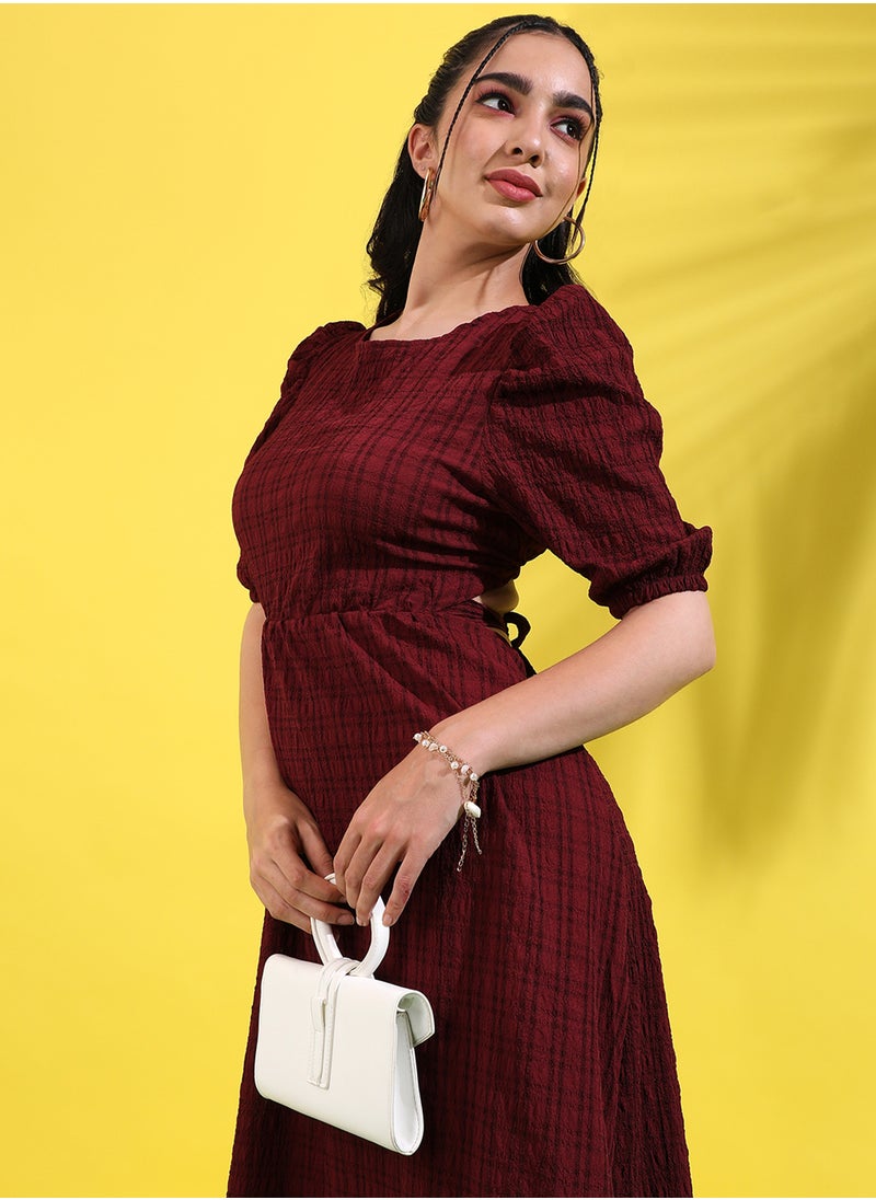 Puff Sleeve Midi Dress