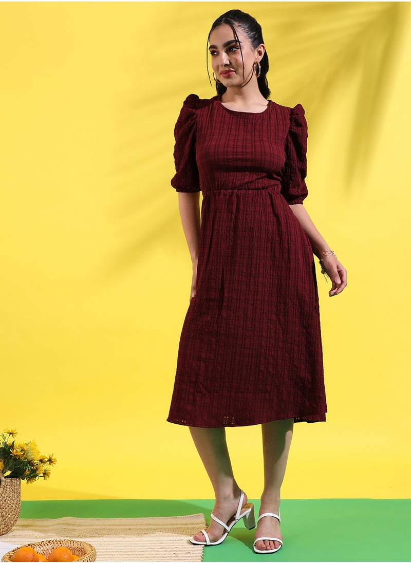 Puff Sleeve Midi Dress