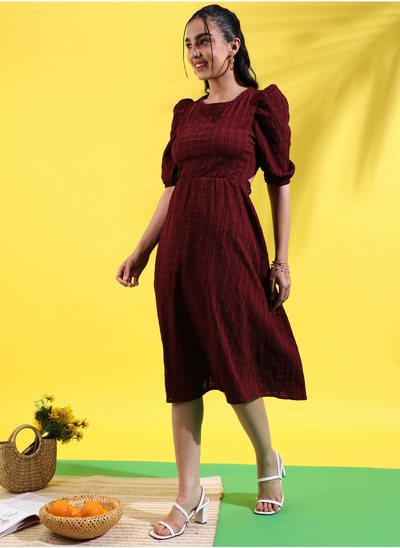 Puff Sleeve Midi Dress