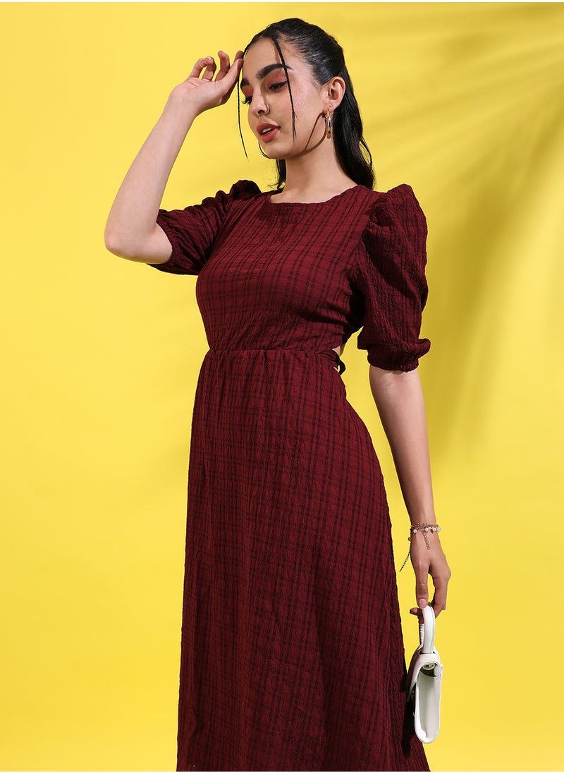 Puff Sleeve Midi Dress