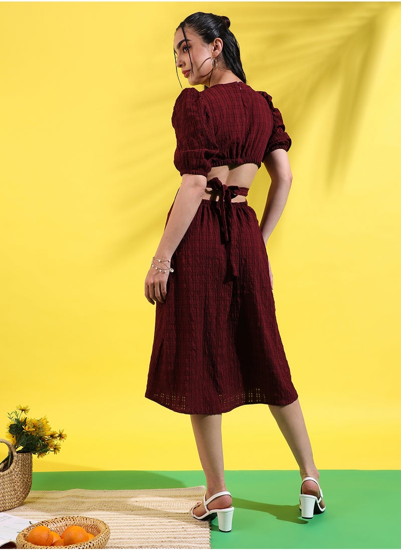 Puff Sleeve Midi Dress