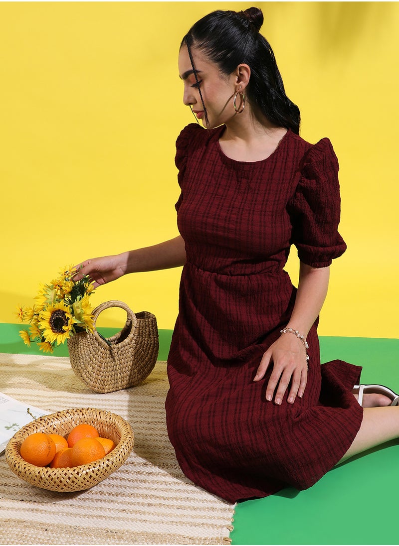 Puff Sleeve Midi Dress