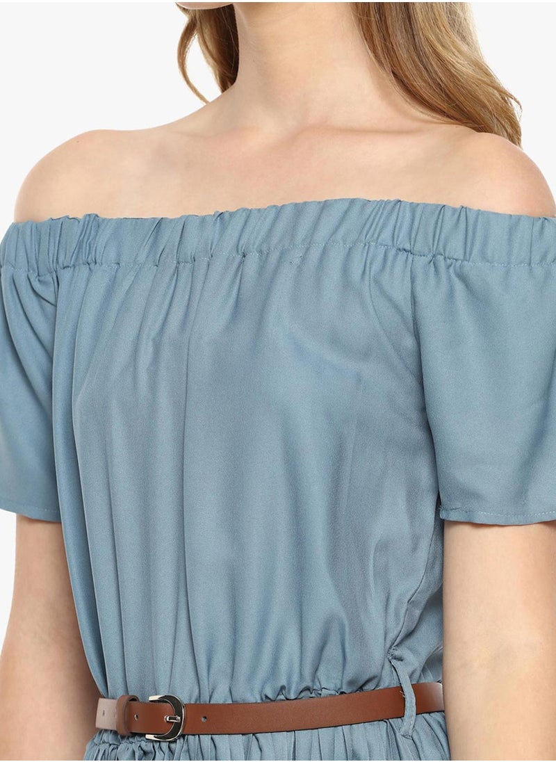 Women's Icy Blue Pleated Midi Dress