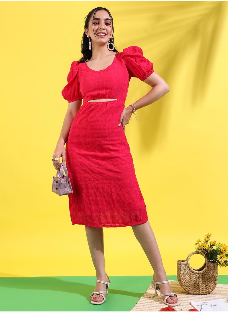 Textured Cutout Midi Dress