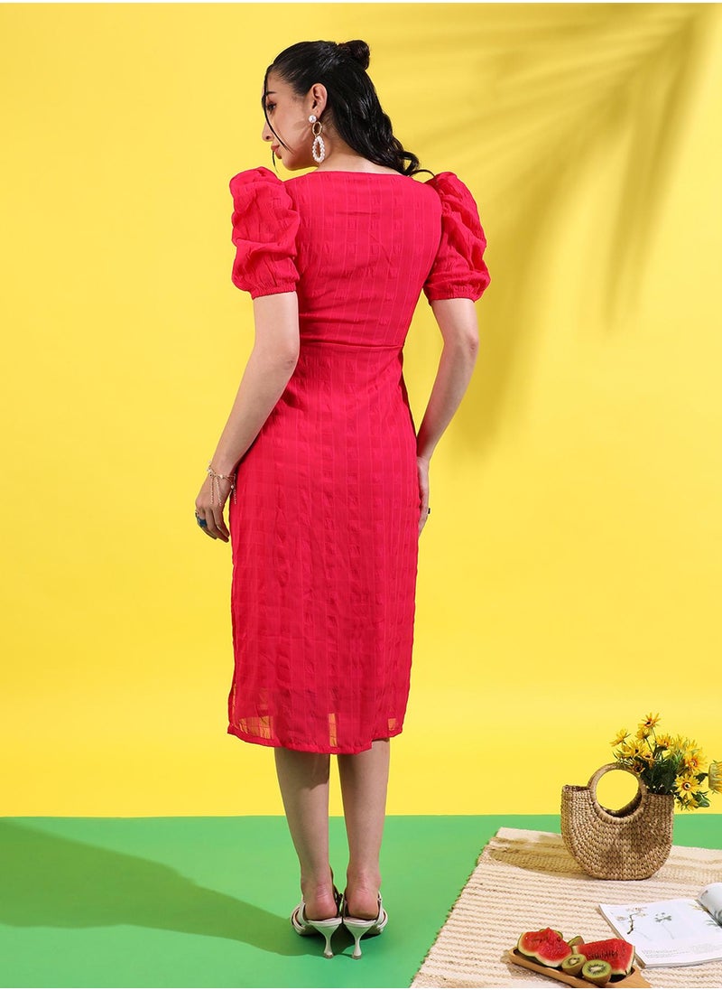 Textured Cutout Midi Dress