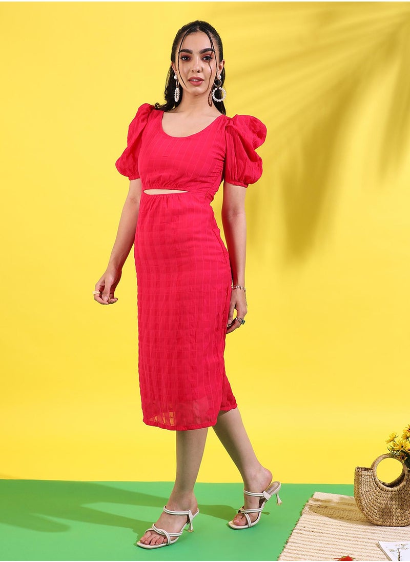 Textured Cutout Midi Dress