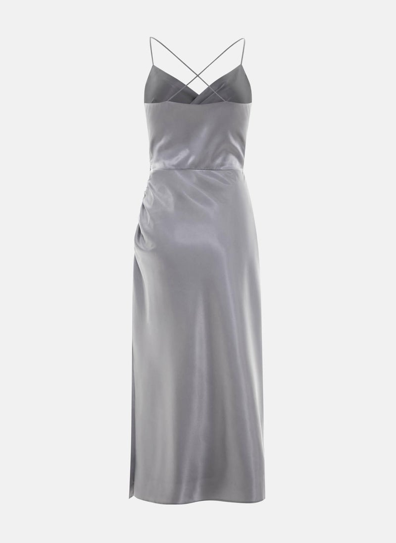 Draped wrap-effect midi dress
