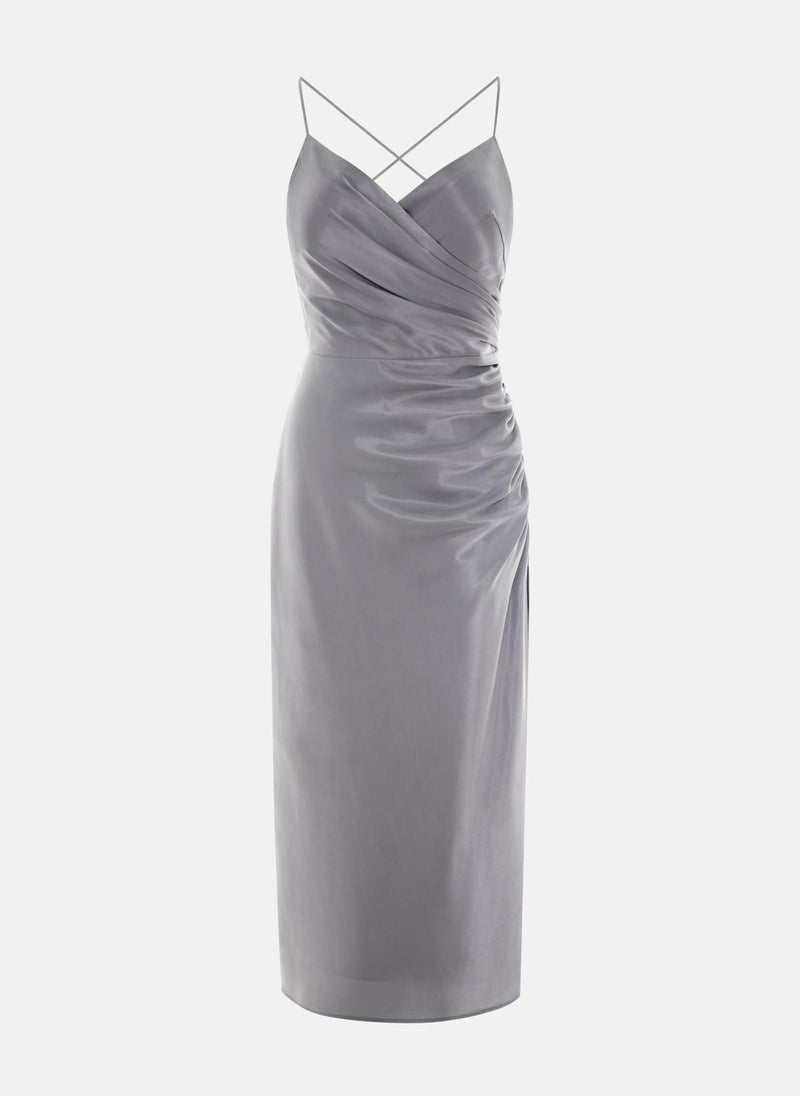 Draped wrap-effect midi dress