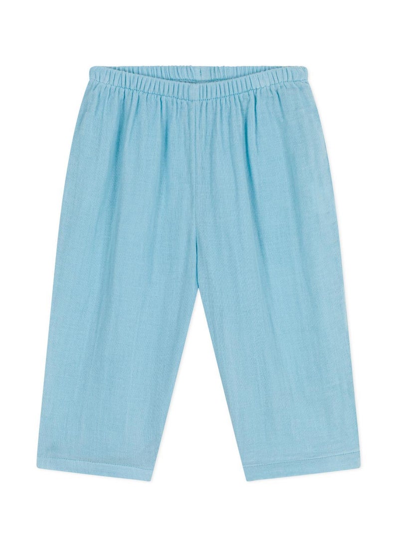 Babies' plain cotton gauze trousers