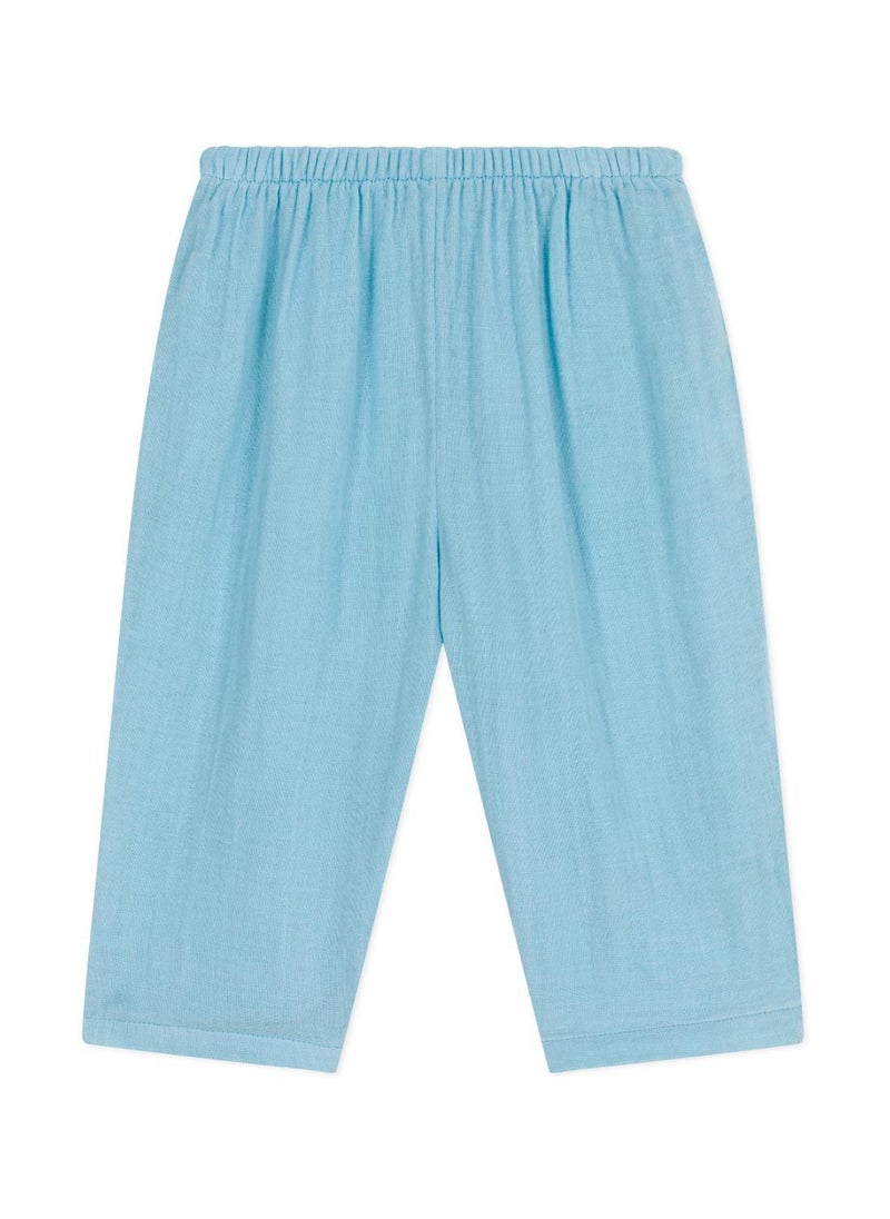 Babies' plain cotton gauze trousers