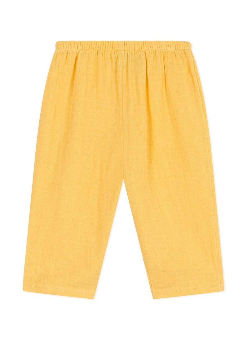 Babies' plain cotton gauze trousers