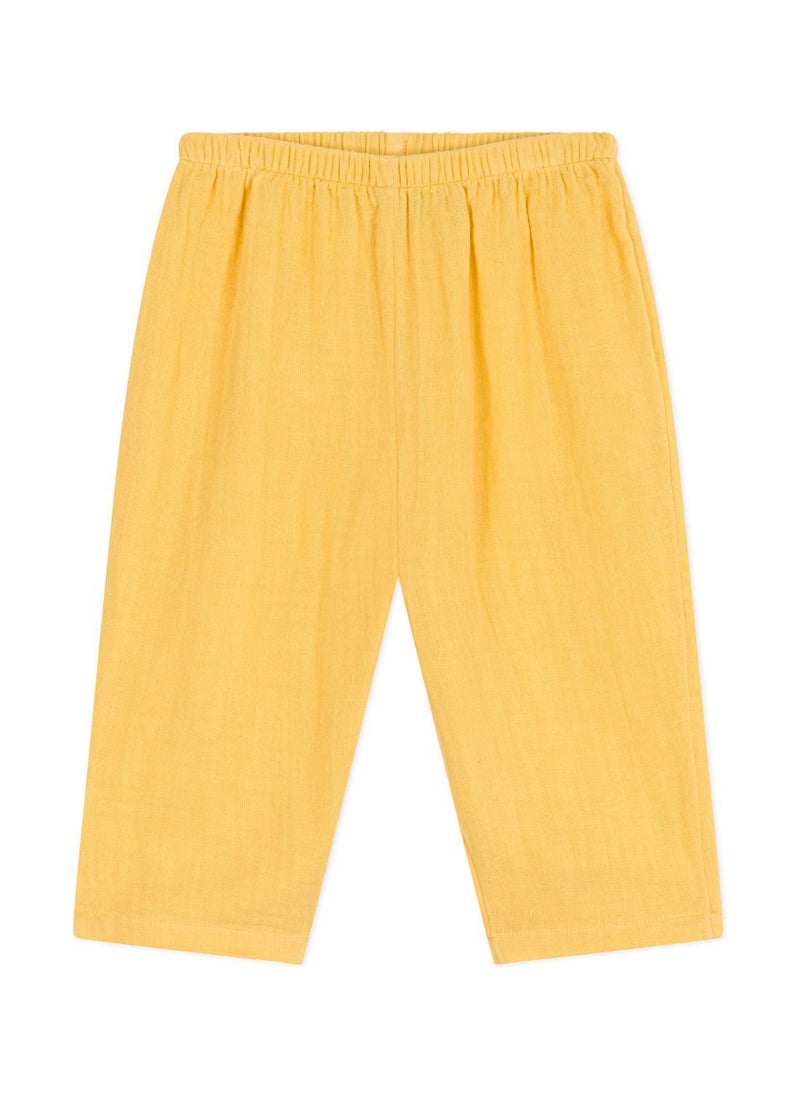 Babies' plain cotton gauze trousers