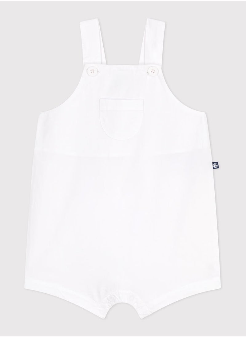 Babies' short-legged plain cotton dungarees