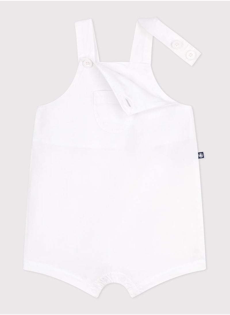 Babies' short-legged plain cotton dungarees