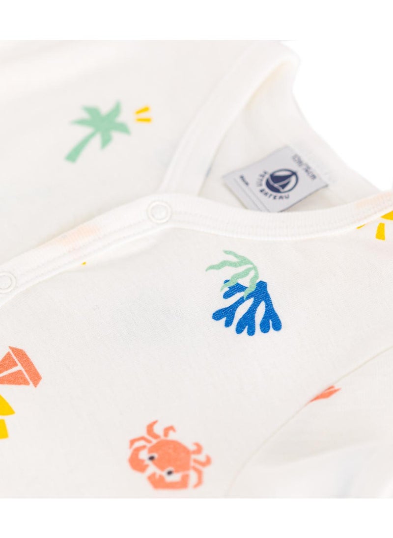 Baby cotton short jumpsuit with print