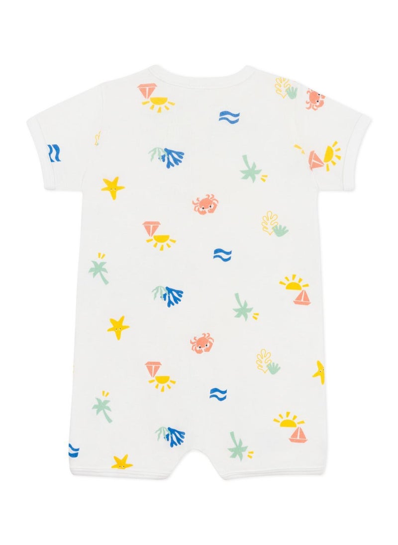 Baby cotton short jumpsuit with print